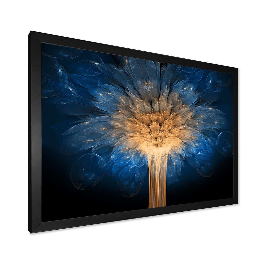 Fractal Blue Dragon Flower - Modern Living Room Wall Decor