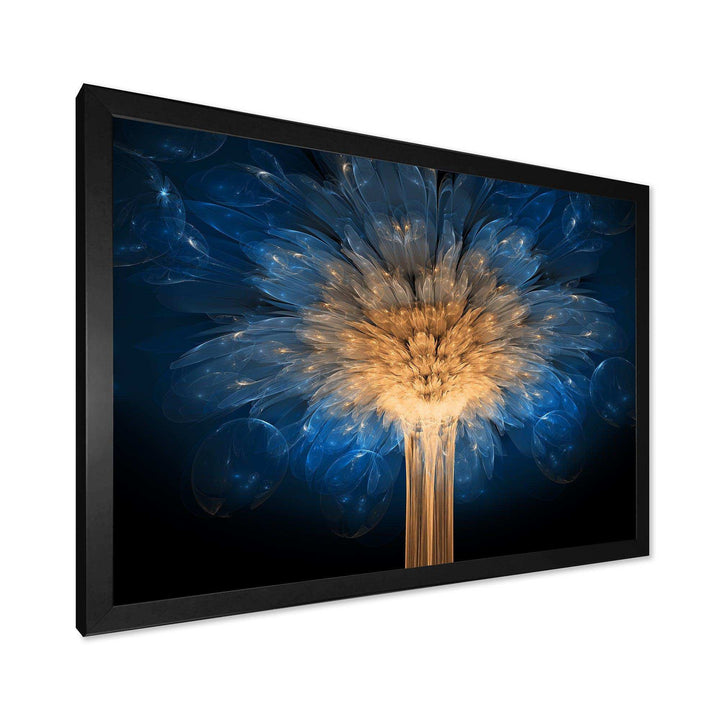 Fractal Blue Dragon Flower - Modern Living Room Wall Decor