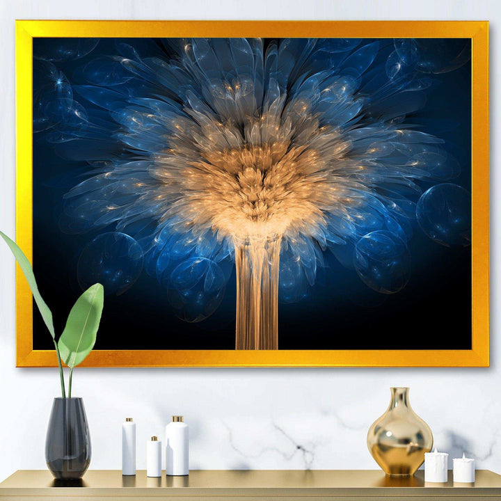 Fractal Blue Dragon Flower - Modern Living Room Wall Decor