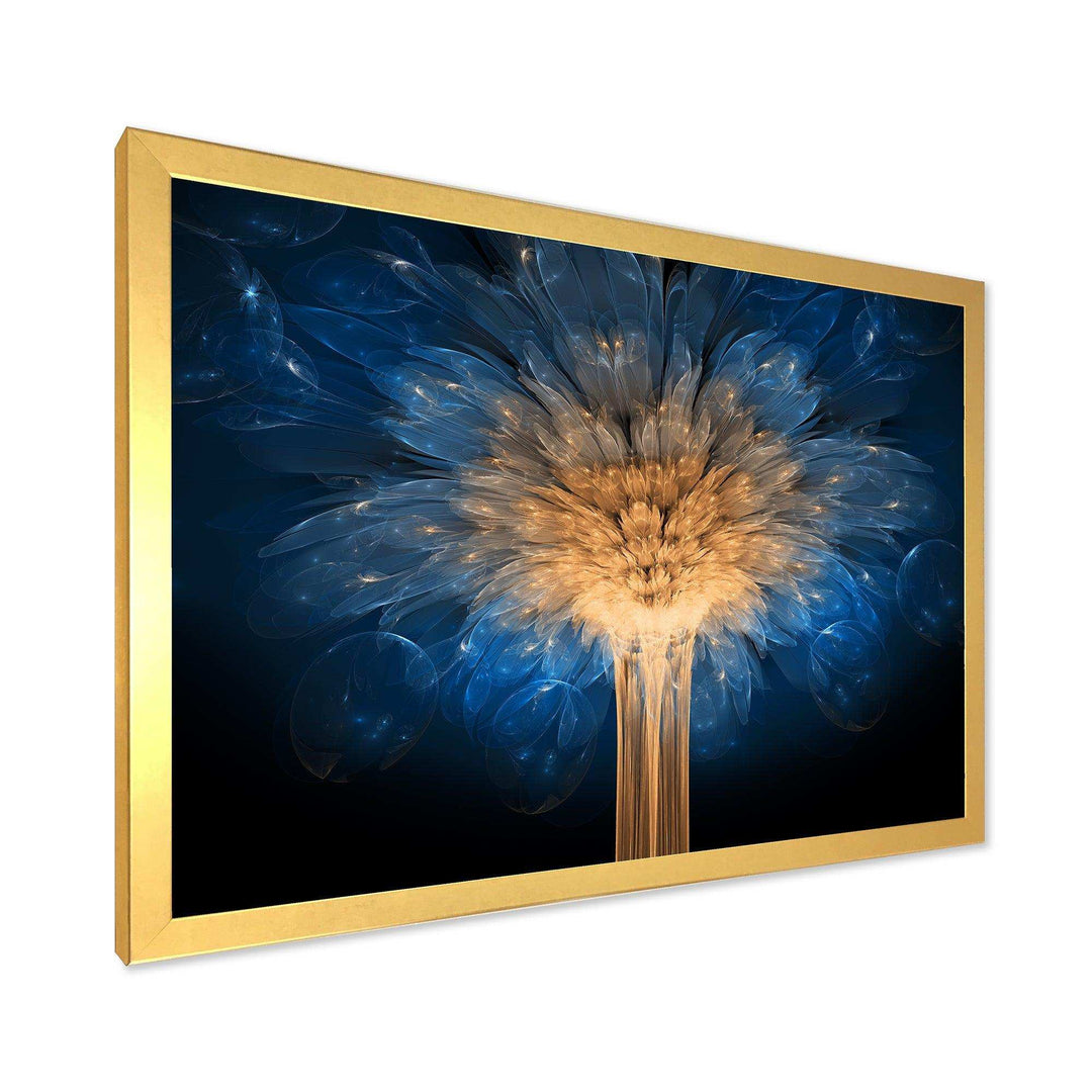 Fractal Blue Dragon Flower - Modern Living Room Wall Decor