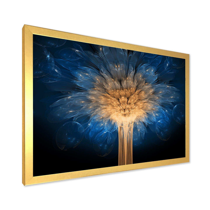 Fractal Blue Dragon Flower - Modern Living Room Wall Decor