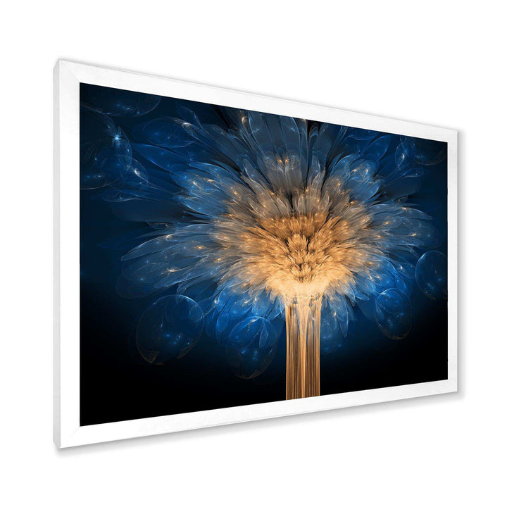Fractal Blue Dragon Flower - Modern Living Room Wall Decor