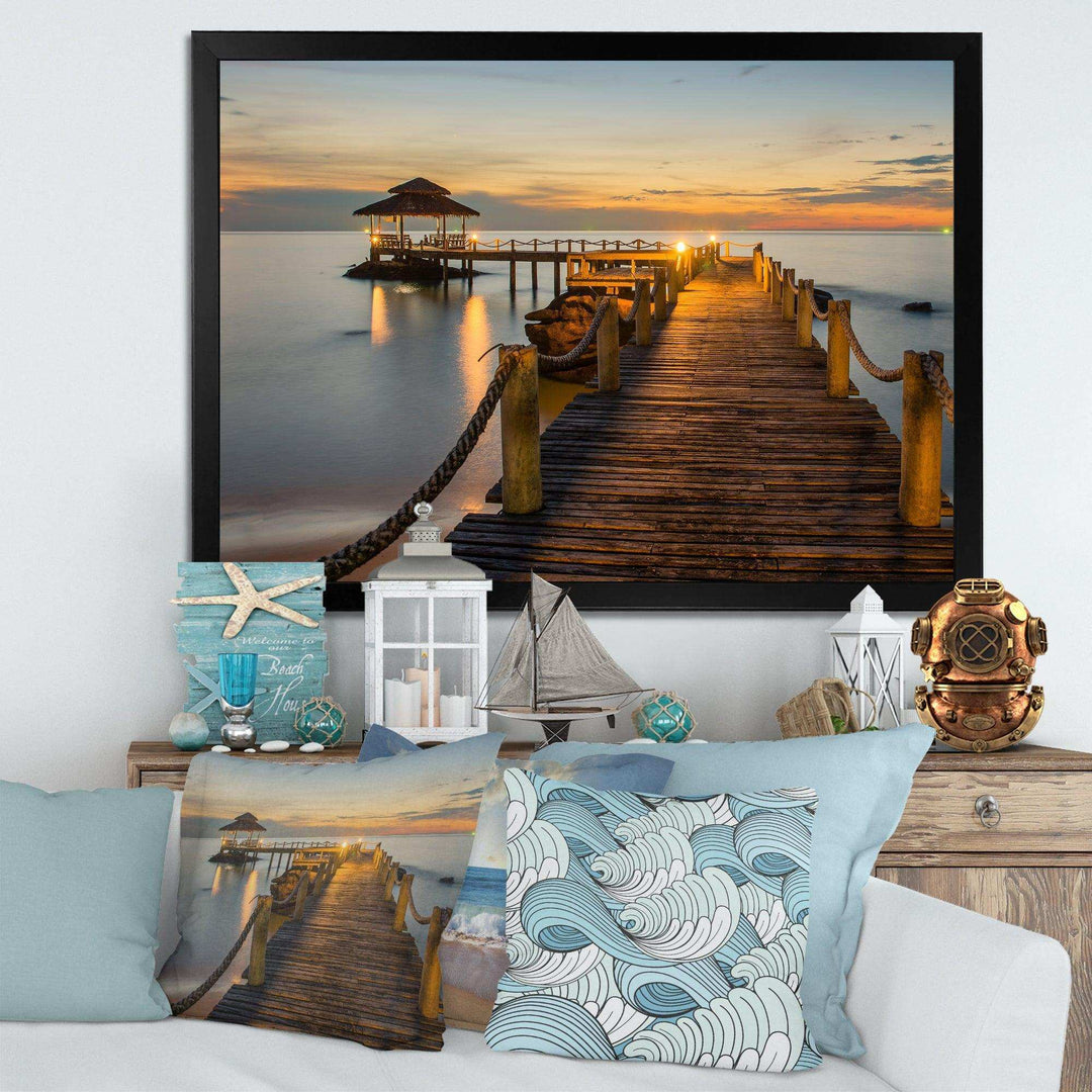 Brown Wooden Pier in Evening