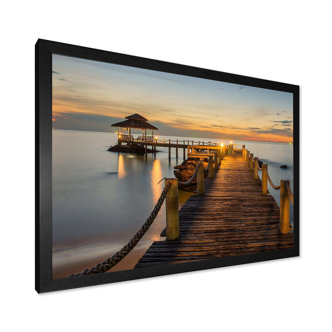 Brown Wooden Pier in Evening