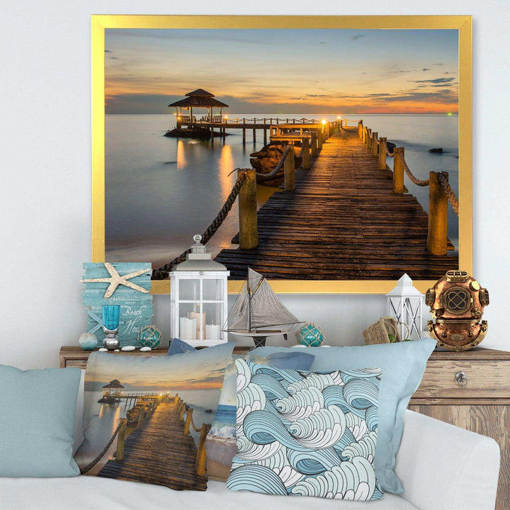 Brown Wooden Pier in Evening