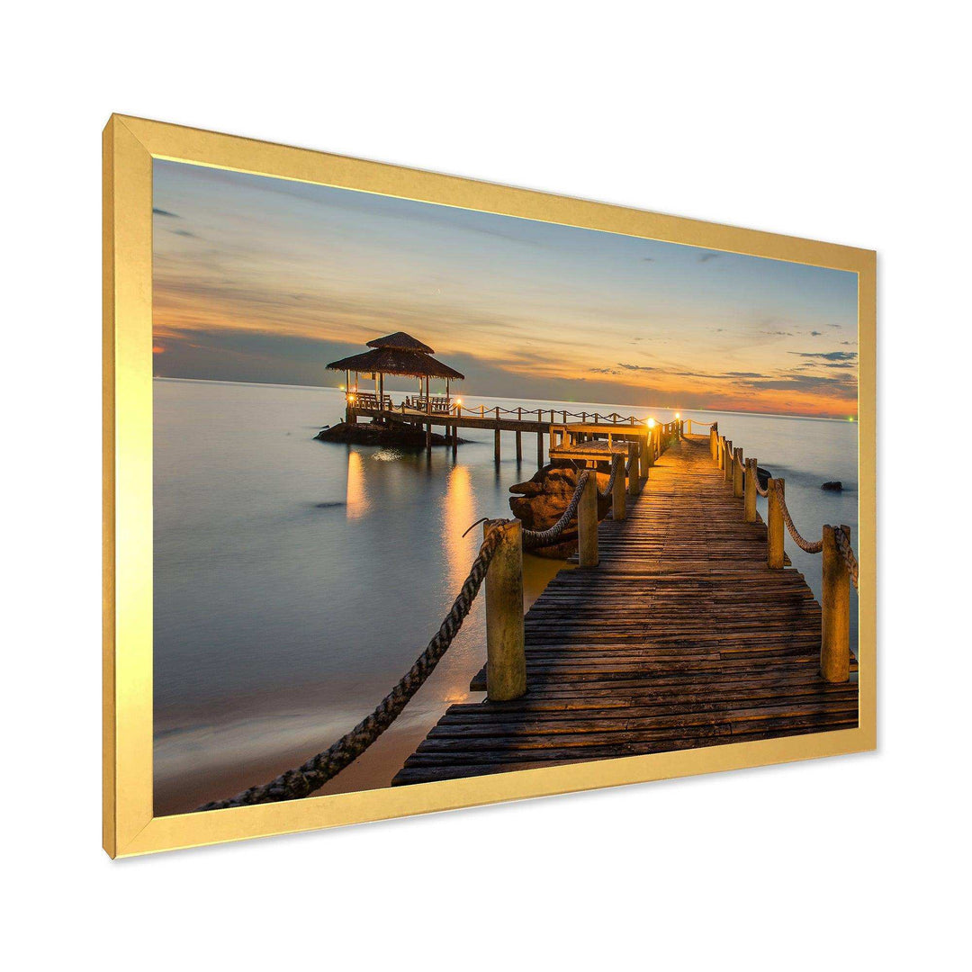 Brown Wooden Pier in Evening