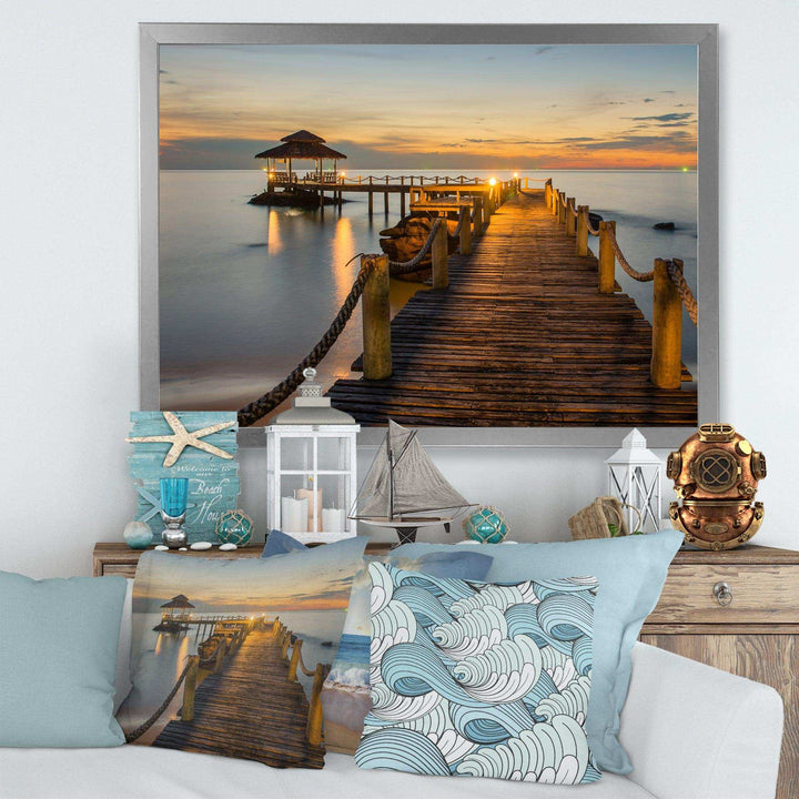 Brown Wooden Pier in Evening
