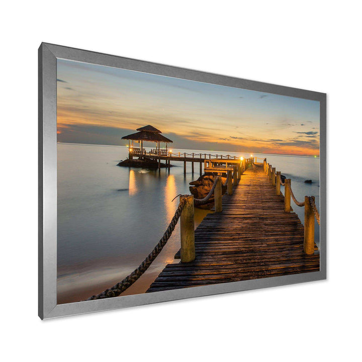 Brown Wooden Pier in Evening