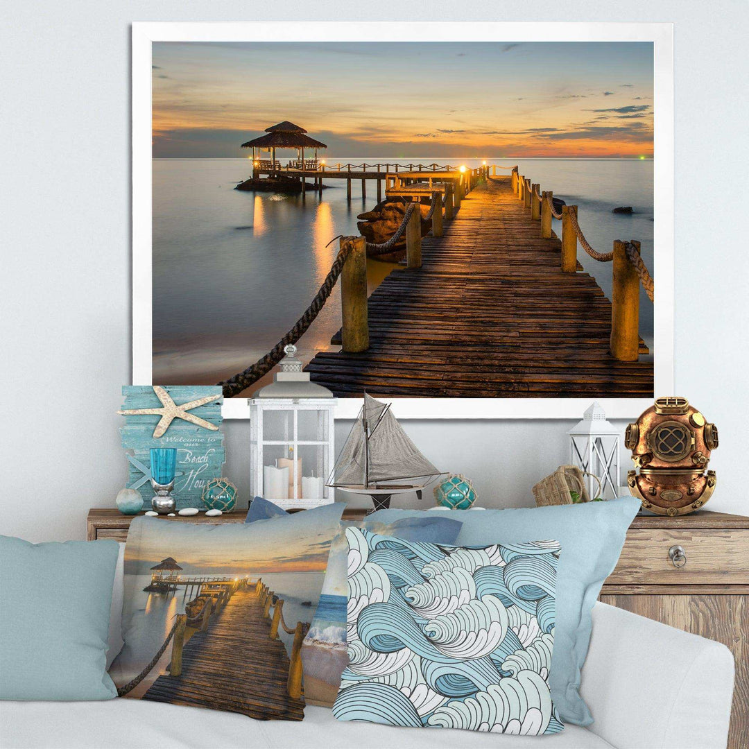 Brown Wooden Pier in Evening