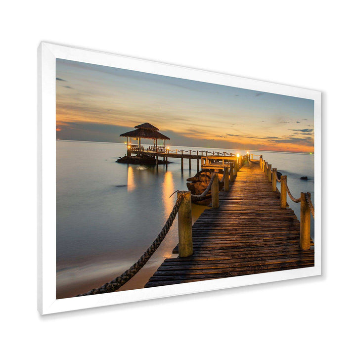 Brown Wooden Pier in Evening
