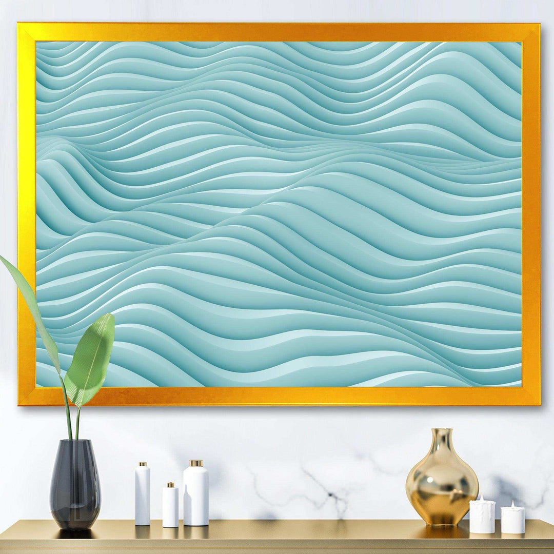 Fractal Rippled Blue Waves - Modern Bedroom Wall Art