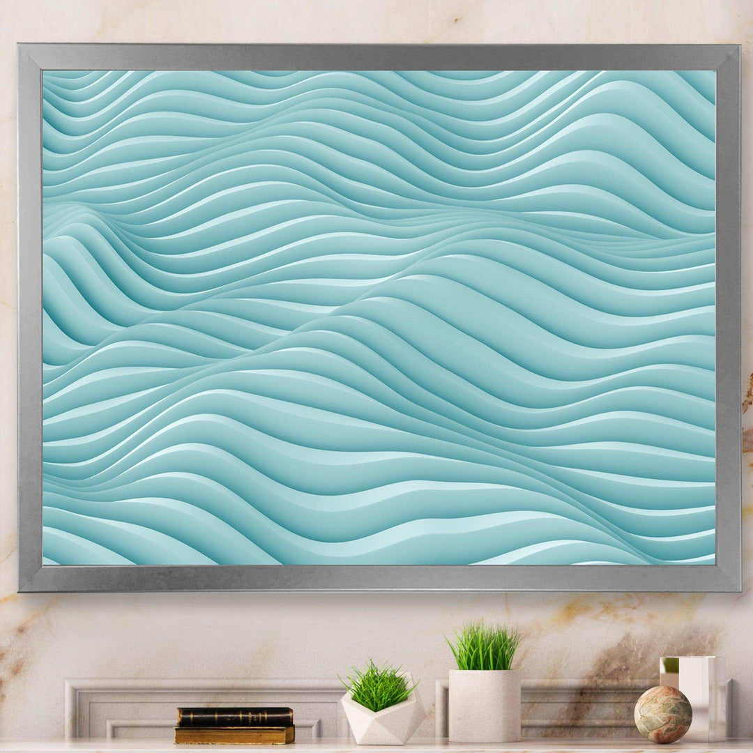 Fractal Rippled Blue Waves - Modern Bedroom Wall Art