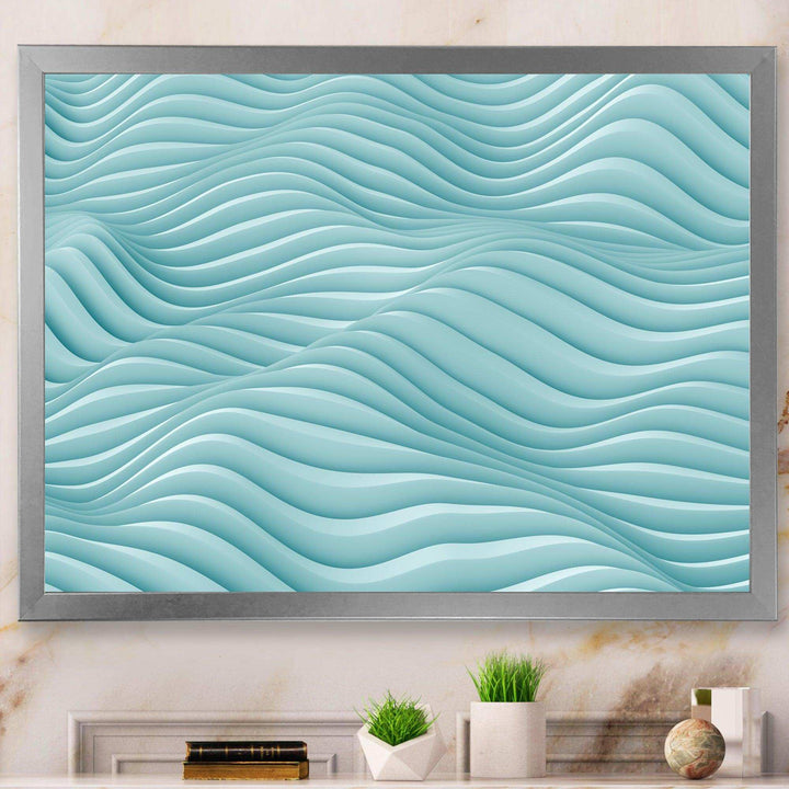 Fractal Rippled Blue Waves - Modern Bedroom Wall Art