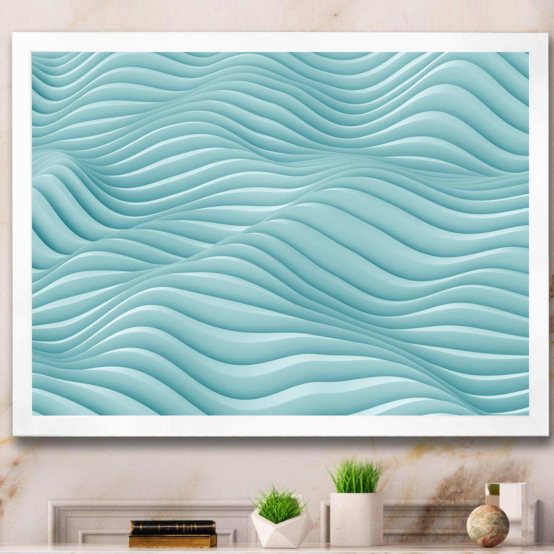 Fractal Rippled Blue Waves - Modern Bedroom Wall Art