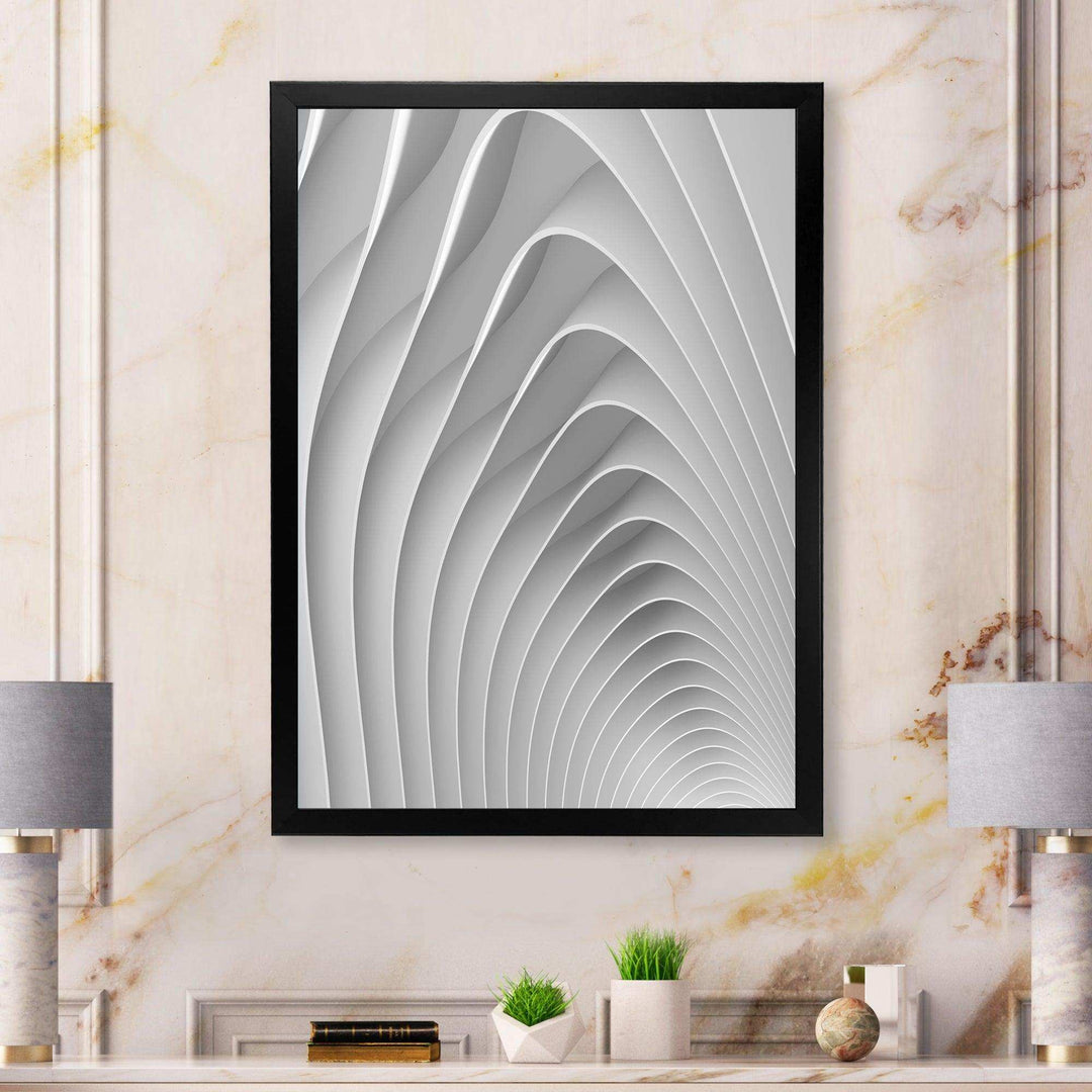 Fractal Bulgy White Waves - Modern Bedroom Wall Art