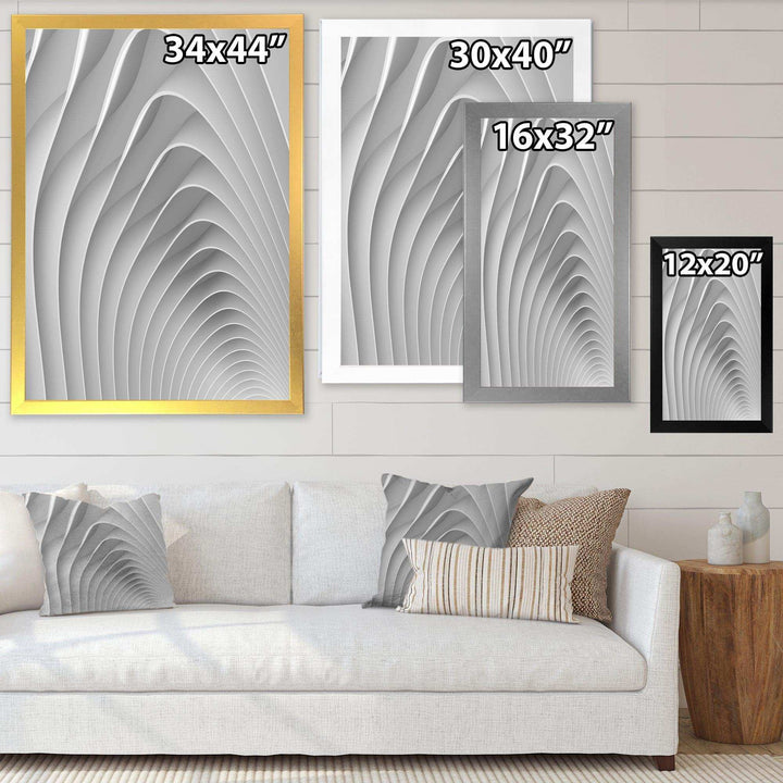 Fractal Bulgy White Waves - Modern Bedroom Wall Art