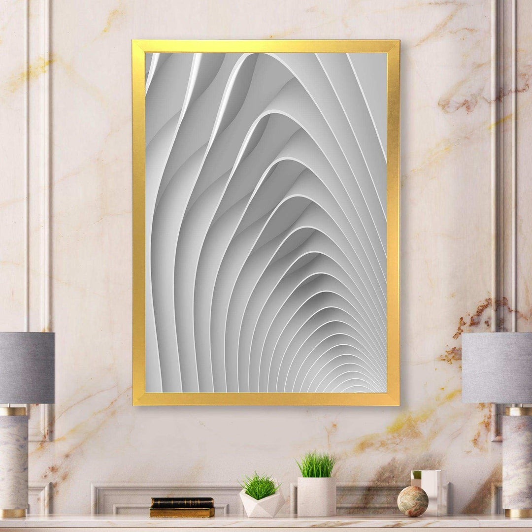 Fractal Bulgy White Waves - Modern Bedroom Wall Art