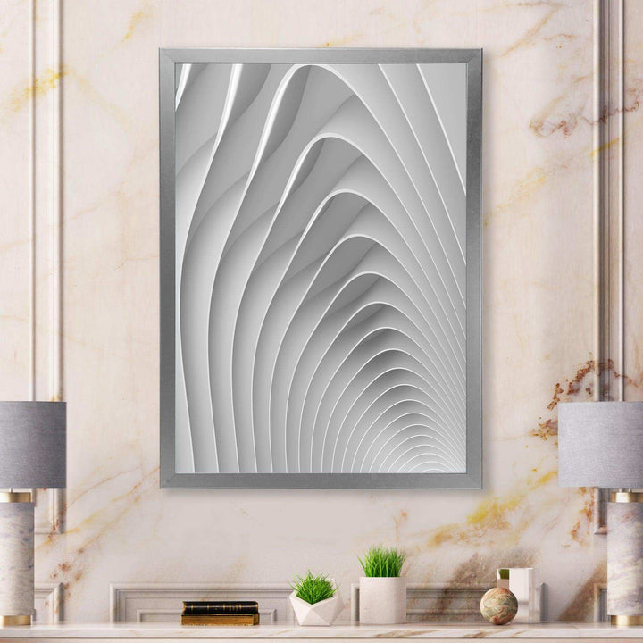 Fractal Bulgy White Waves - Modern Bedroom Wall Art