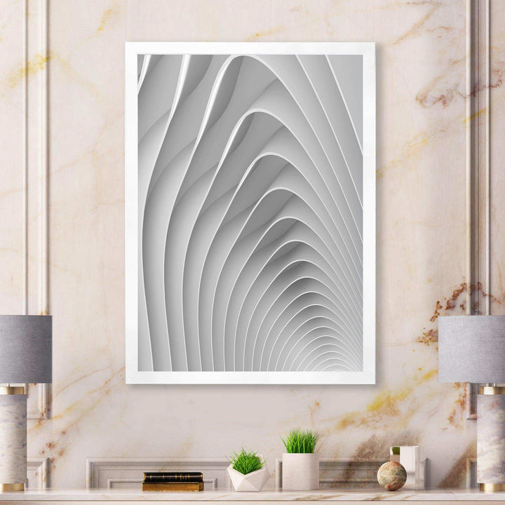 Fractal Bulgy White Waves - Modern Bedroom Wall Art