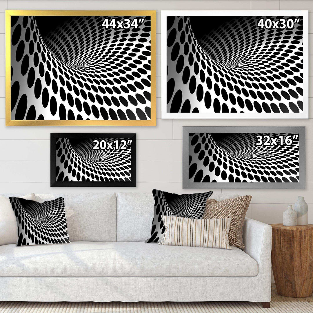 Waves and Circles Black n White - Modern Bedroom Wall Art