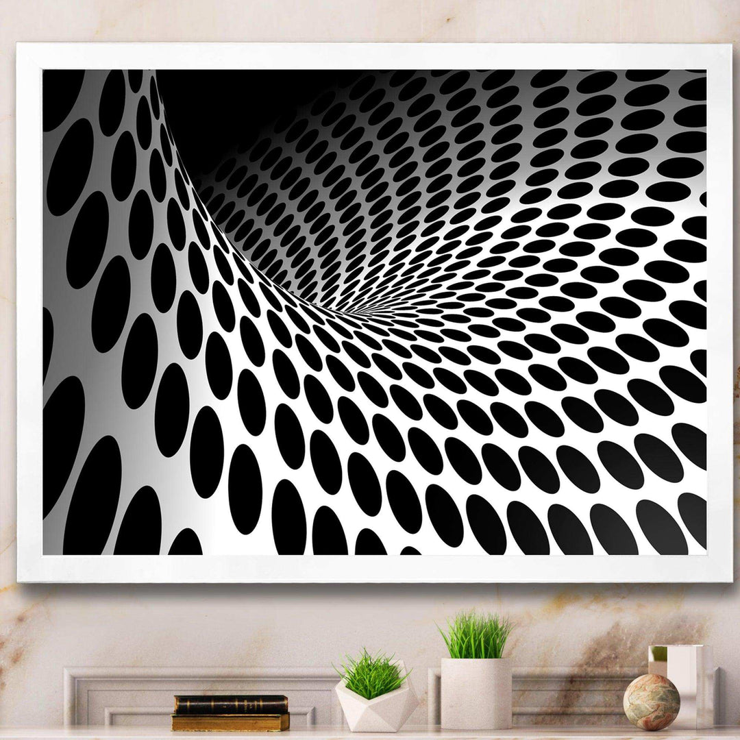 Waves and Circles Black n White - Modern Bedroom Wall Art