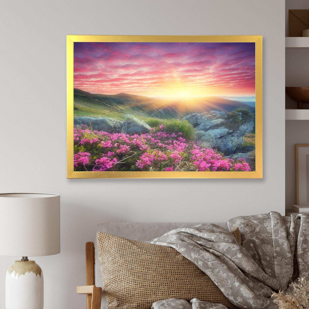 Morning with Flowers in Mountains