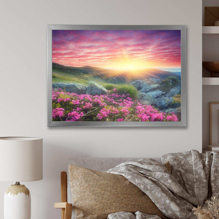 Morning with Flowers in Mountains