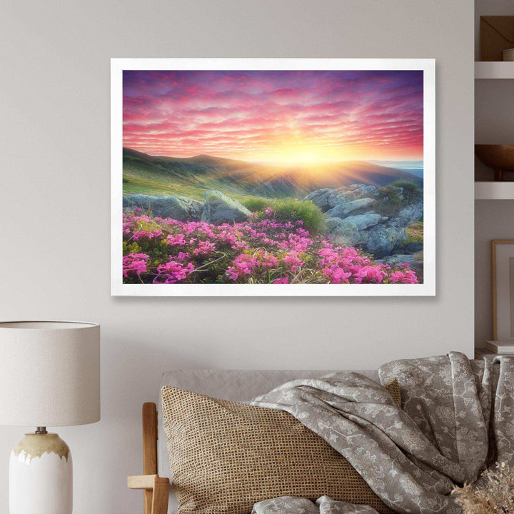 Morning with Flowers in Mountains