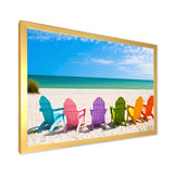Adirondack Beach Chairs Framed Print Vibrant Gold - 1.5" Width