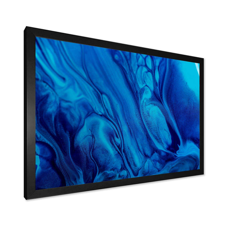 Dark Blue Abstract Acrylic Paint Mix - Modern Canvas Wall Art