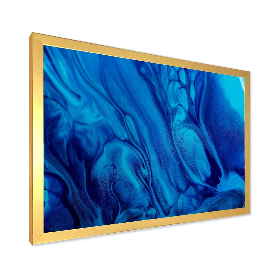 Dark Blue Abstract Acrylic Paint Mix - Modern Canvas Wall Art