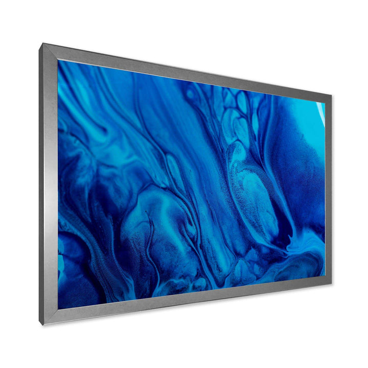 Dark Blue Abstract Acrylic Paint Mix - Modern Canvas Wall Art
