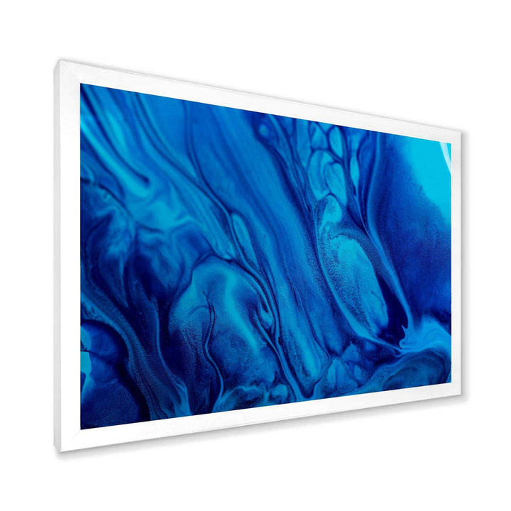 Dark Blue Abstract Acrylic Paint Mix - Modern Canvas Wall Art