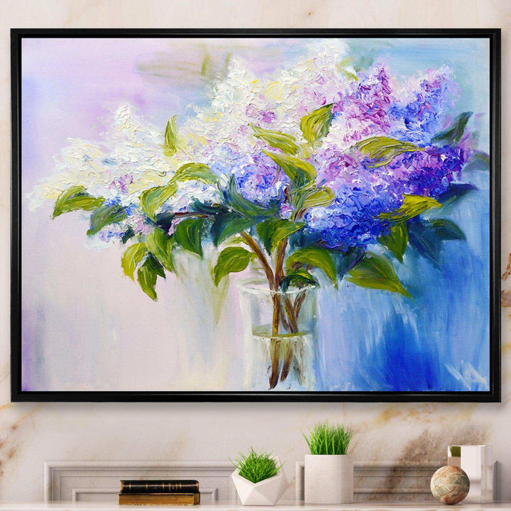 Blue and White Lilacs in Vase