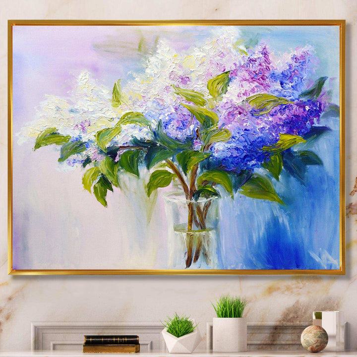 Blue and White Lilacs in Vase