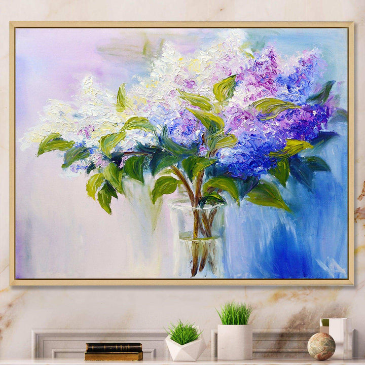 Blue and White Lilacs in Vase