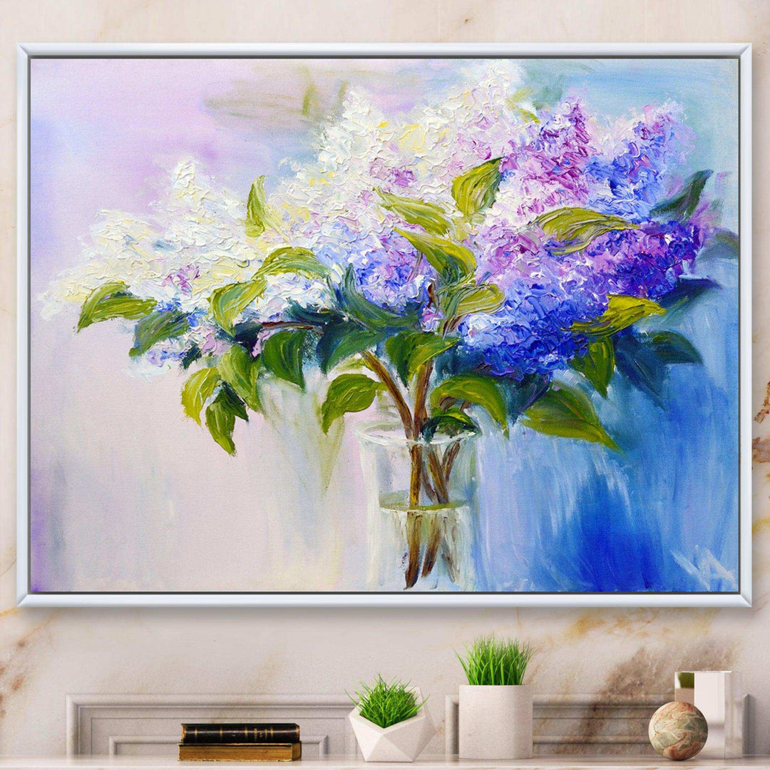 Blue and White Lilacs in Vase