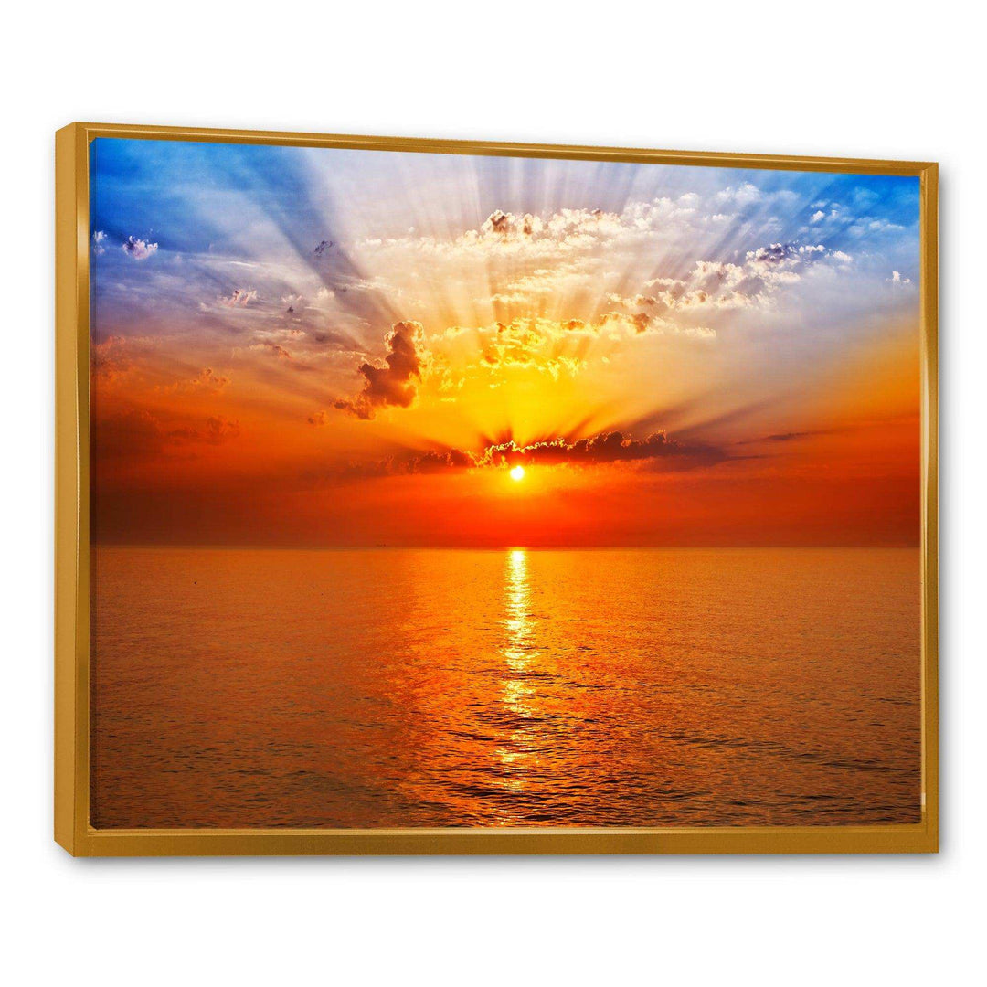 Orange Sea Sunrise under Blue Sky