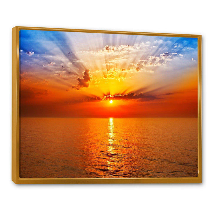 Orange Sea Sunrise under Blue Sky