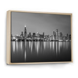 Chicago Skyline at Night Black and White