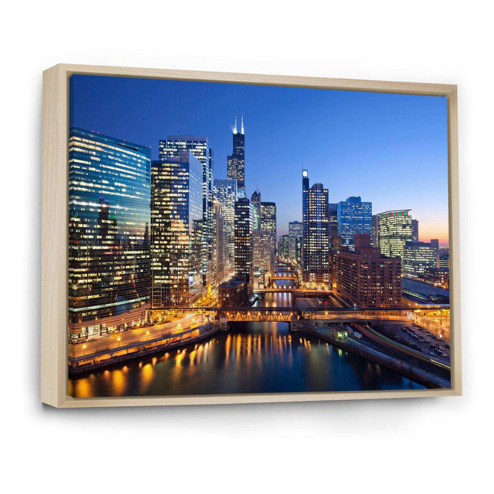 Chicago River with Bridges at Sunset
