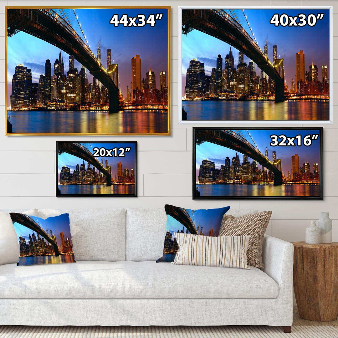 Manhattan City with Bridge under Blue Sky