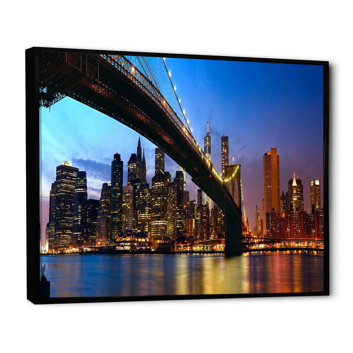 Manhattan City with Bridge under Blue Sky
