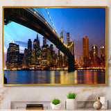 Manhattan City with Bridge under Blue Sky