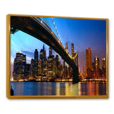 Manhattan City with Bridge under Blue Sky