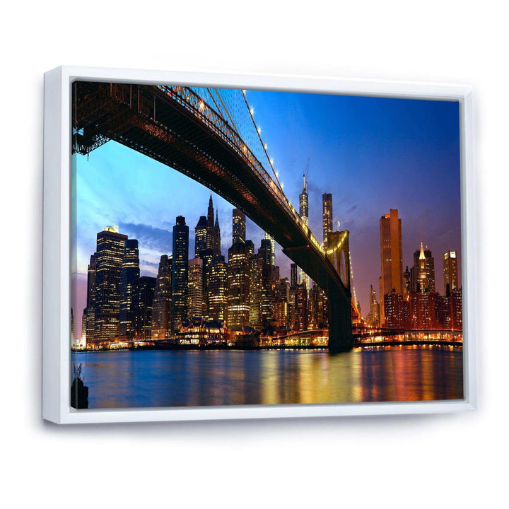 Manhattan City with Bridge under Blue Sky