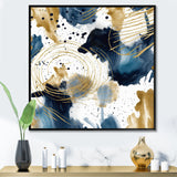 Abstract Pattern With Blue & Golden Textures I Framed Print Vibrant Gold - 1.5"Width