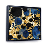 Abstract Pattern With Blue & Golden Textures XI Framed Canvas Vibrant Black - 1.5"Thick