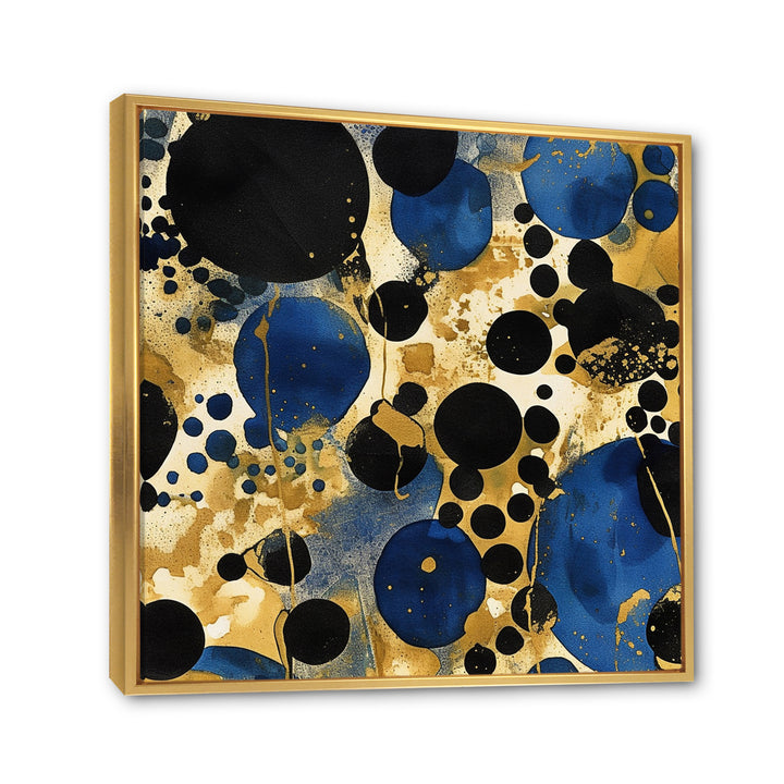 Abstract Pattern With Blue &amp; Golden Textures XI Framed Canvas Vibrant Gold - 1.5"Thick