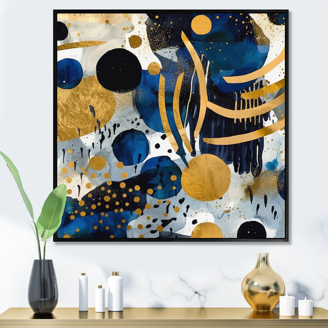 Abstract Pattern With Blue &amp; Golden Textures XIX Framed Print Vibrant Gold - 1.5"Width